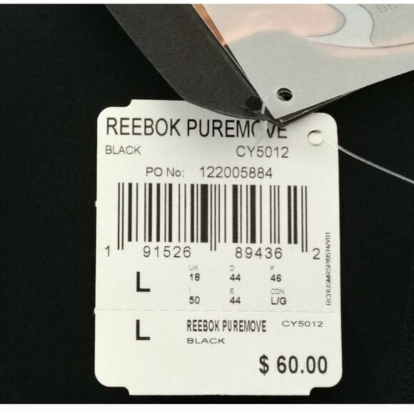 New REEBOK Pure Move Black Sports Bra Motion Sense Sz Lg $60 - Picture 5 of 11